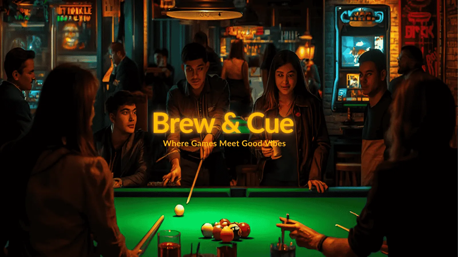Brew and Cue | Game. Gather. Grind.