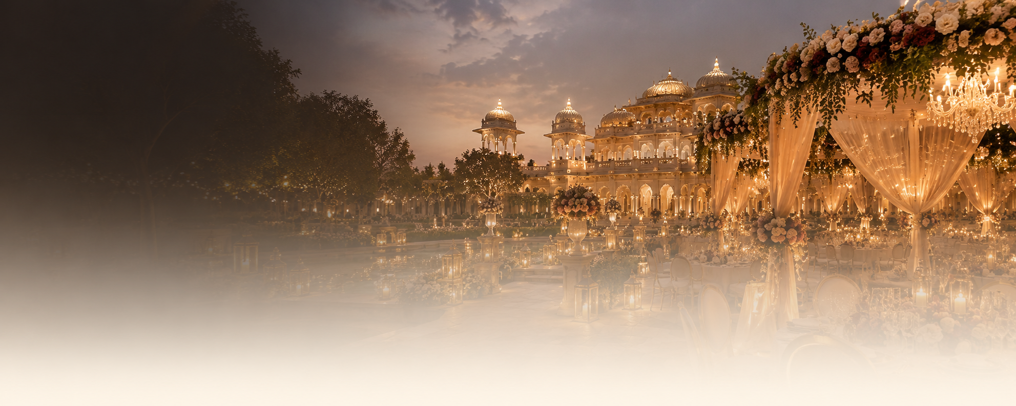 Luxury Indian wedding mandap at a palace courtyard